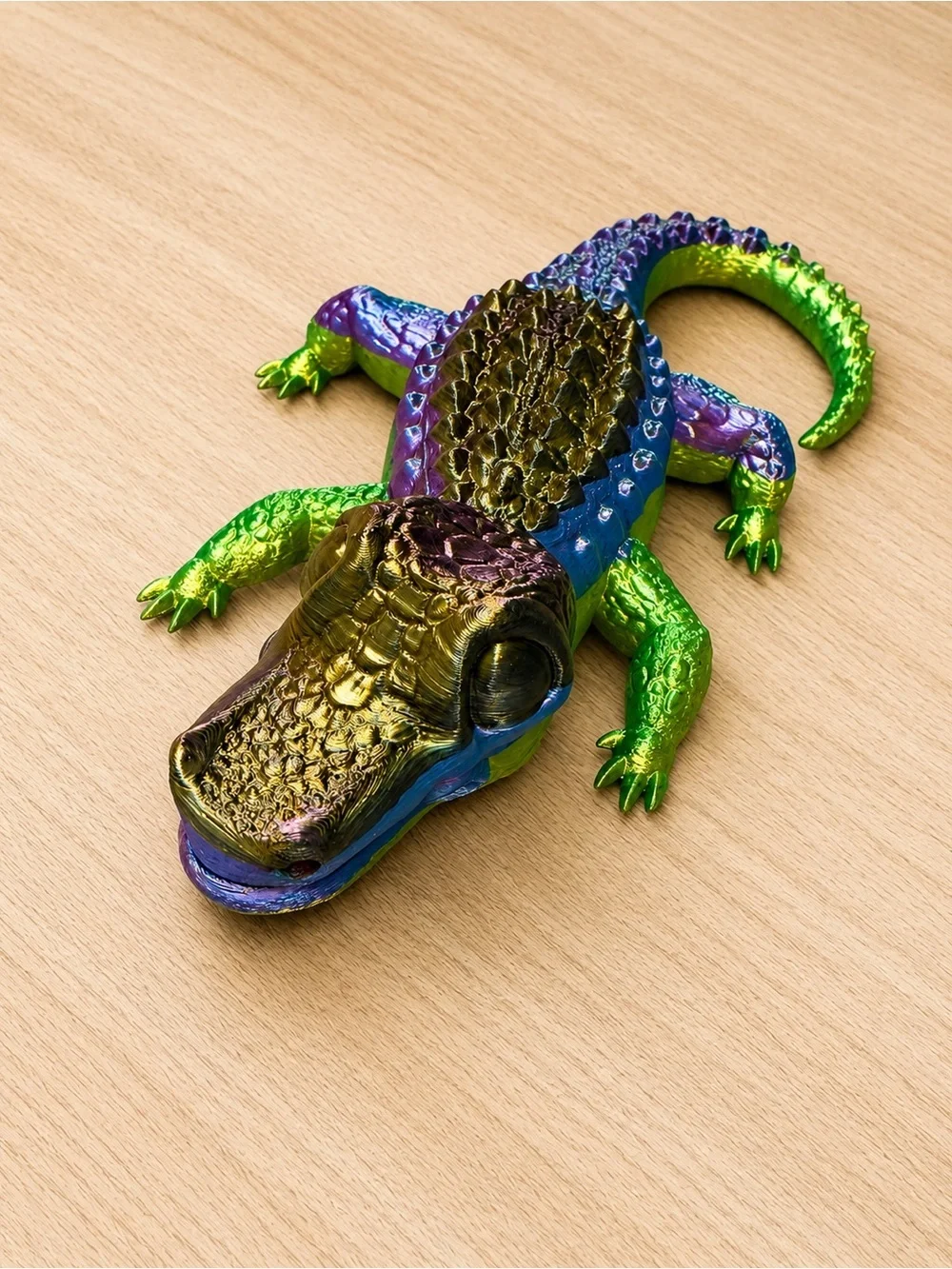 3D printed Metallic Green & Purple Alligator Terrarium Accent